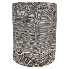 Wide Nerikomi Black and White Striped Vase by Fizzy Ceramics