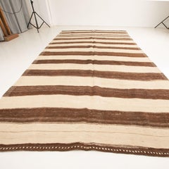 Wide Neutral Kilim Runner from Central Anatolia, Turkey, 1960s