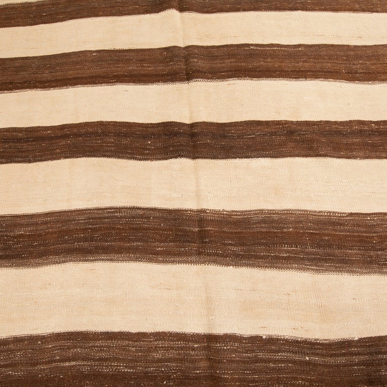 Wide Neutral Kilim Runner from Central Anatolia, Turkey, 1960s For Sale