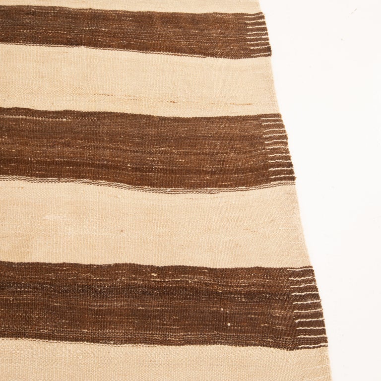 Wide Neutral Kilim Runner from Central Anatolia, Turkey, 1960s For Sale
