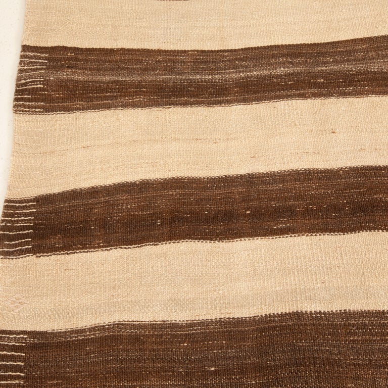 Wide Neutral Kilim Runner from Central Anatolia, Turkey, 1960s For Sale