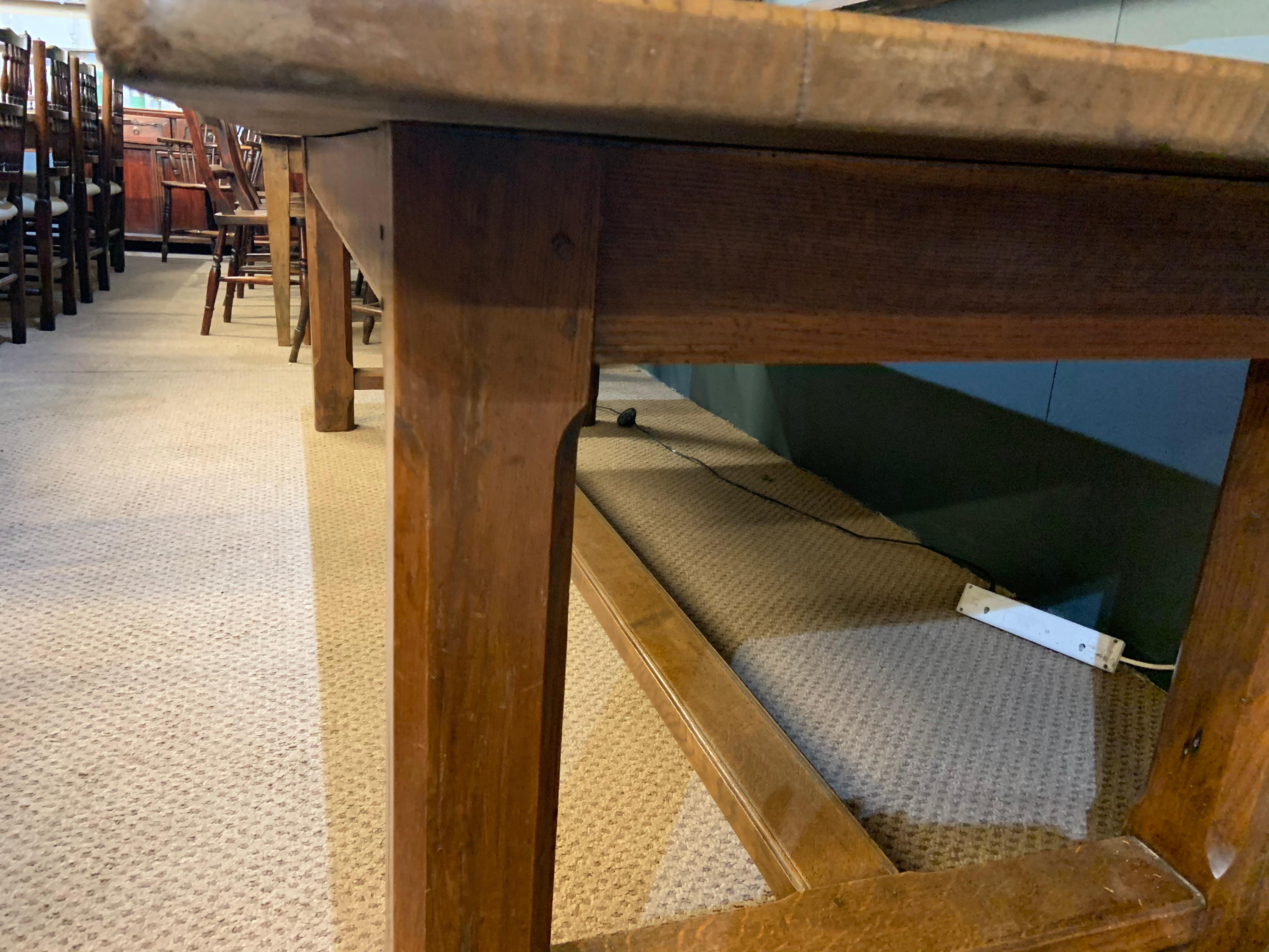 Hand-Crafted Wide Oak Farmhouse Table with Centre Stretcher