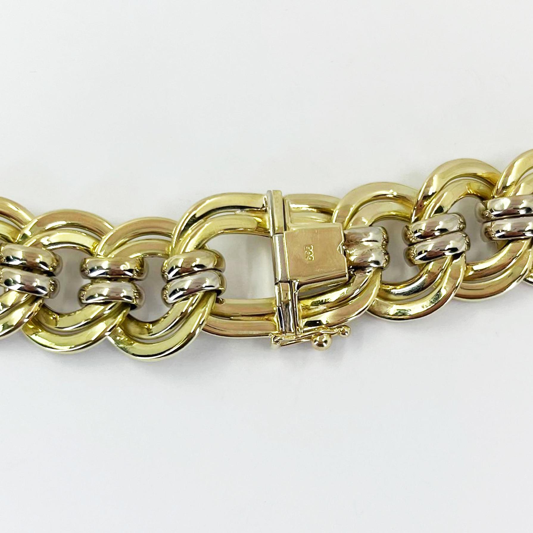 Collier à maillons larges et ouverts en or bicolore Pour femmes en vente