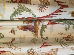 Wide pair of Scalamandre Toile Lined Drapes