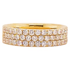 Wide Pave Band Ring in 14 Karat Yellow Gold with 1 Carat Diamonds