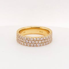 Wide Pave Band Ring in 14 Karat Yellow Gold with 1 Carat Diamonds