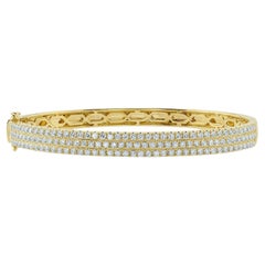 Wide Pave Diamond 2.35 Total Carat Weight Yellow Gold Bangle Bracelet