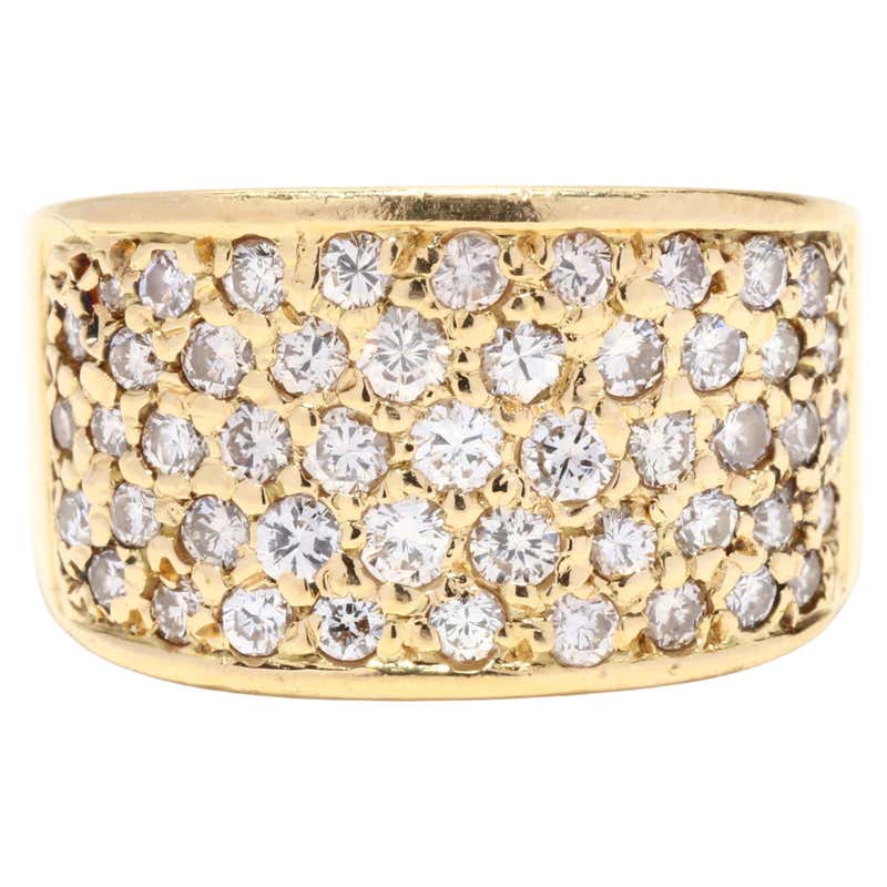 Stunning White Gold Pave Diamond Wide Band Ring at 1stDibs | pave wide ...