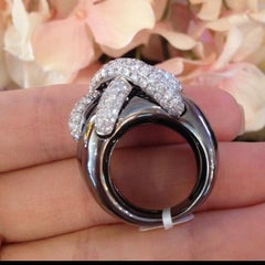 Wide Pave Diamond Crossover Band Ring 3.83 carat total weight in 18k Gold