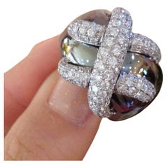 Wide Pave Diamond Crossover Band Ring 3.83 carat total weight in 18k Gold