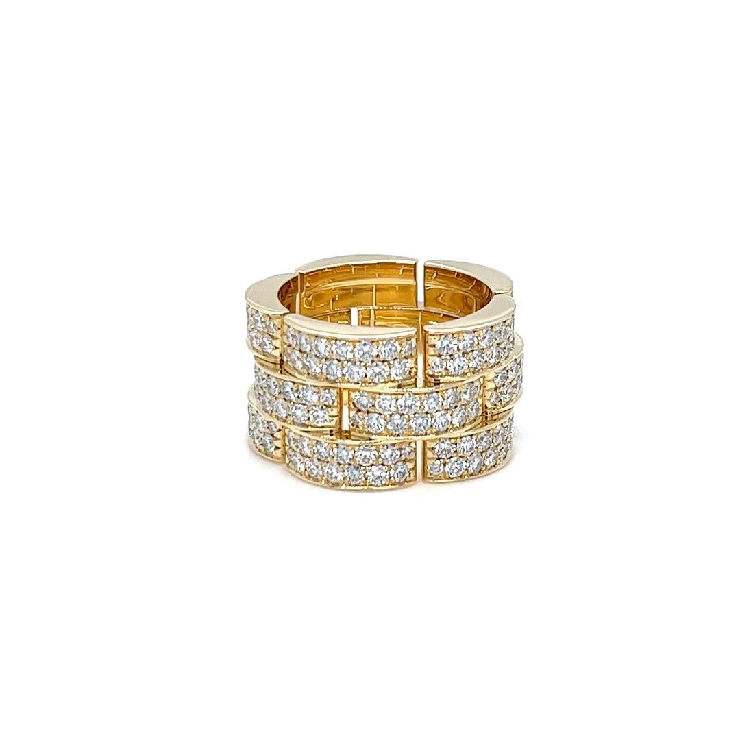 Breites Pave Diamond Link Eternity Band aus Gelbgold im Zustand „Gut“ im Angebot in Coral Gables, FL