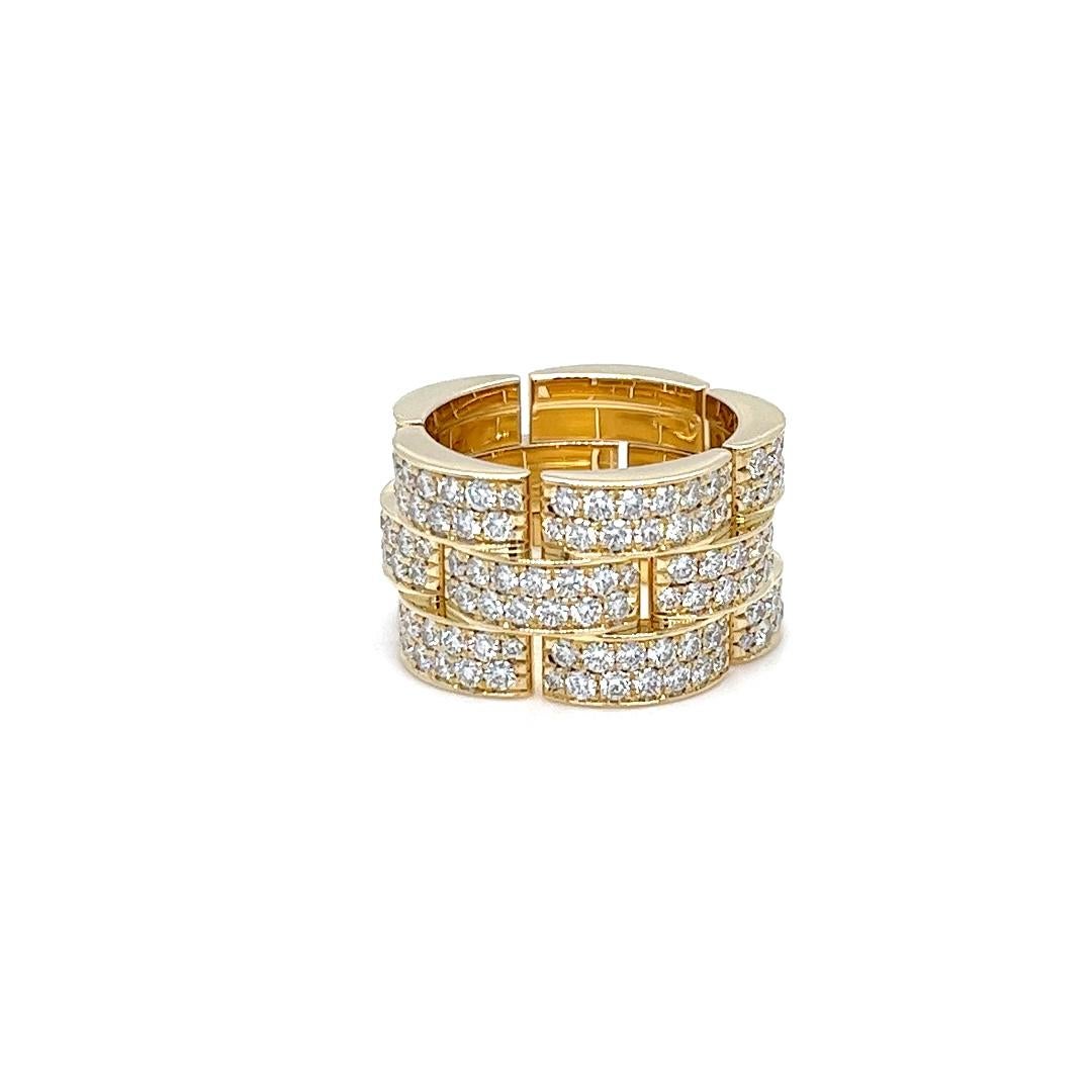 Breites Pave Diamond Link Eternity Band aus Gelbgold Damen im Angebot