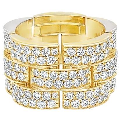 Wide Pave Diamond Link Eternity Band in Yellow Gold