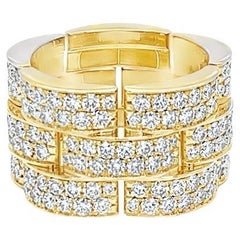 Wide Pave Diamond Link Eternity Band in Yellow Gold