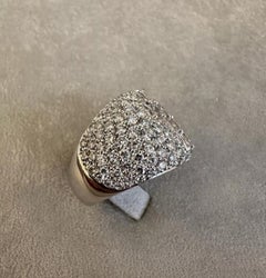 Wide Pave Natural Diamond Cross Dome Ring in Platinum