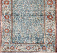Wide Persian Malayer Runner with All-Over Floral Pattern in Persian Blue Color