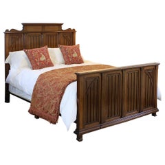 Wide Pitch Pine Gothic Bed