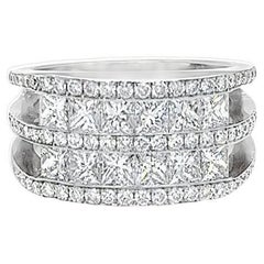 Wide Princess cut diamond stack style ring in 18 karat white gold