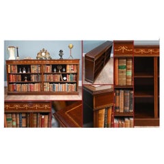 Wide Regency Open Bookcase - Mahogany Inlay Library Study