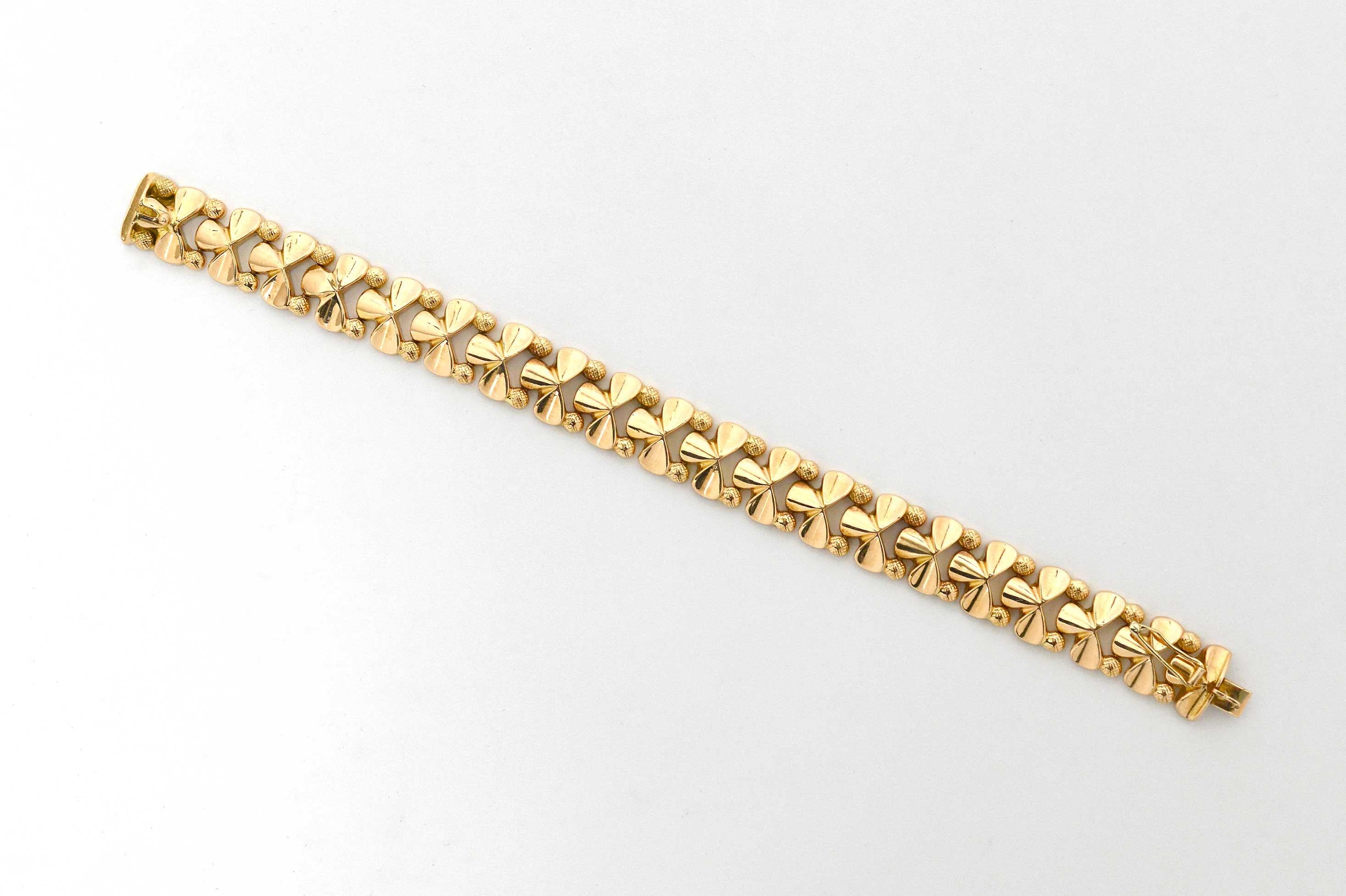 Wide Retro Bracelet 18 Karat Rose Gold 8 Inch Unisex Industrial 1940s Estate 3