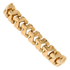 Wide Retro Bracelet 18 Karat Rose Gold 8 Inch Unisex Industrial 1940s Estate