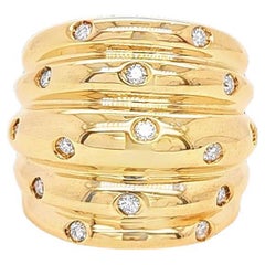 Wide Ribbed Diamond Band