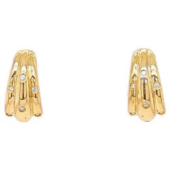 Wide Ribbed Diamond Hoop Earrings
