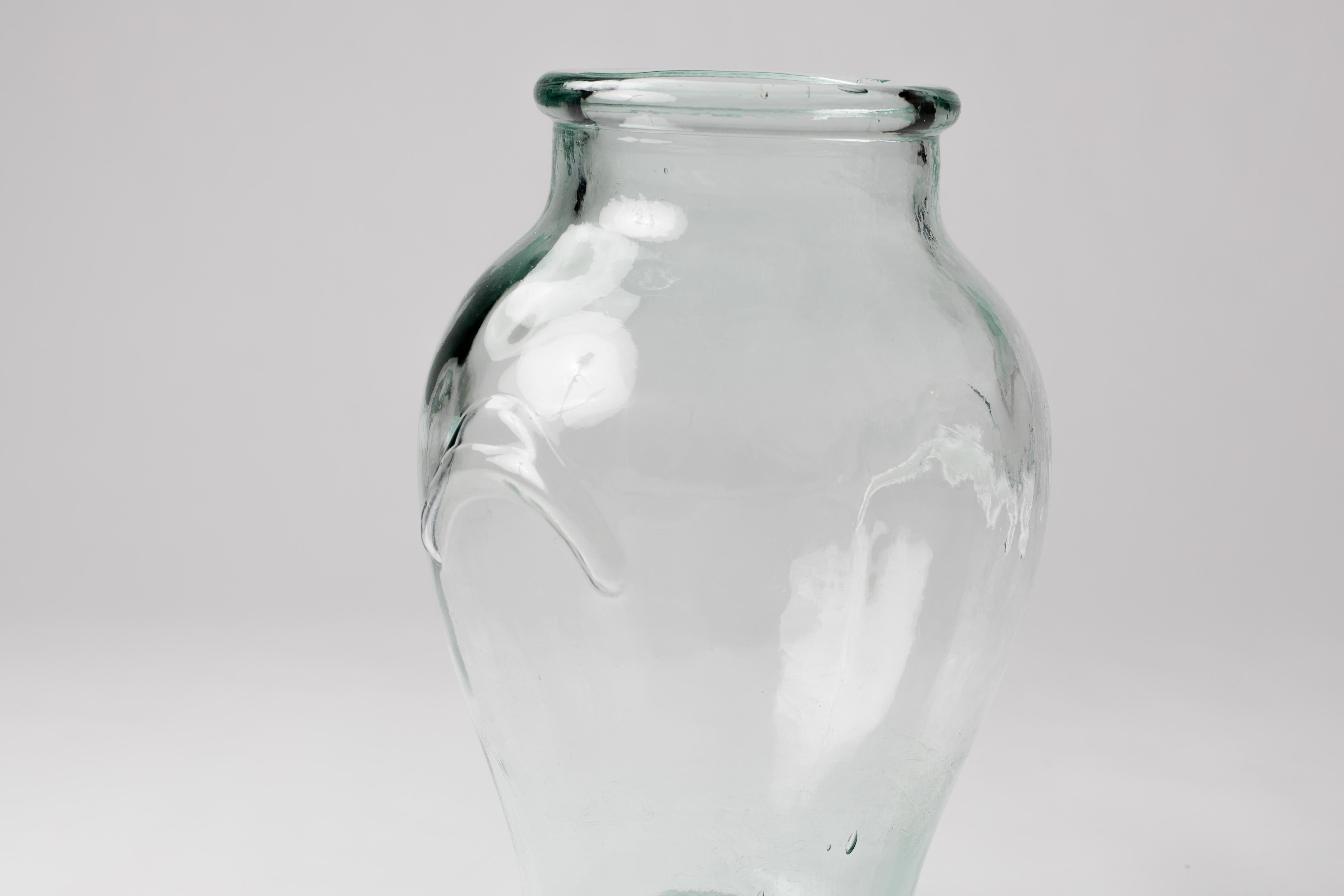 Mid-Century Modern Rosenthal 1970's Italian Pale Green Blown Glass Olive Jar Vase For Sale