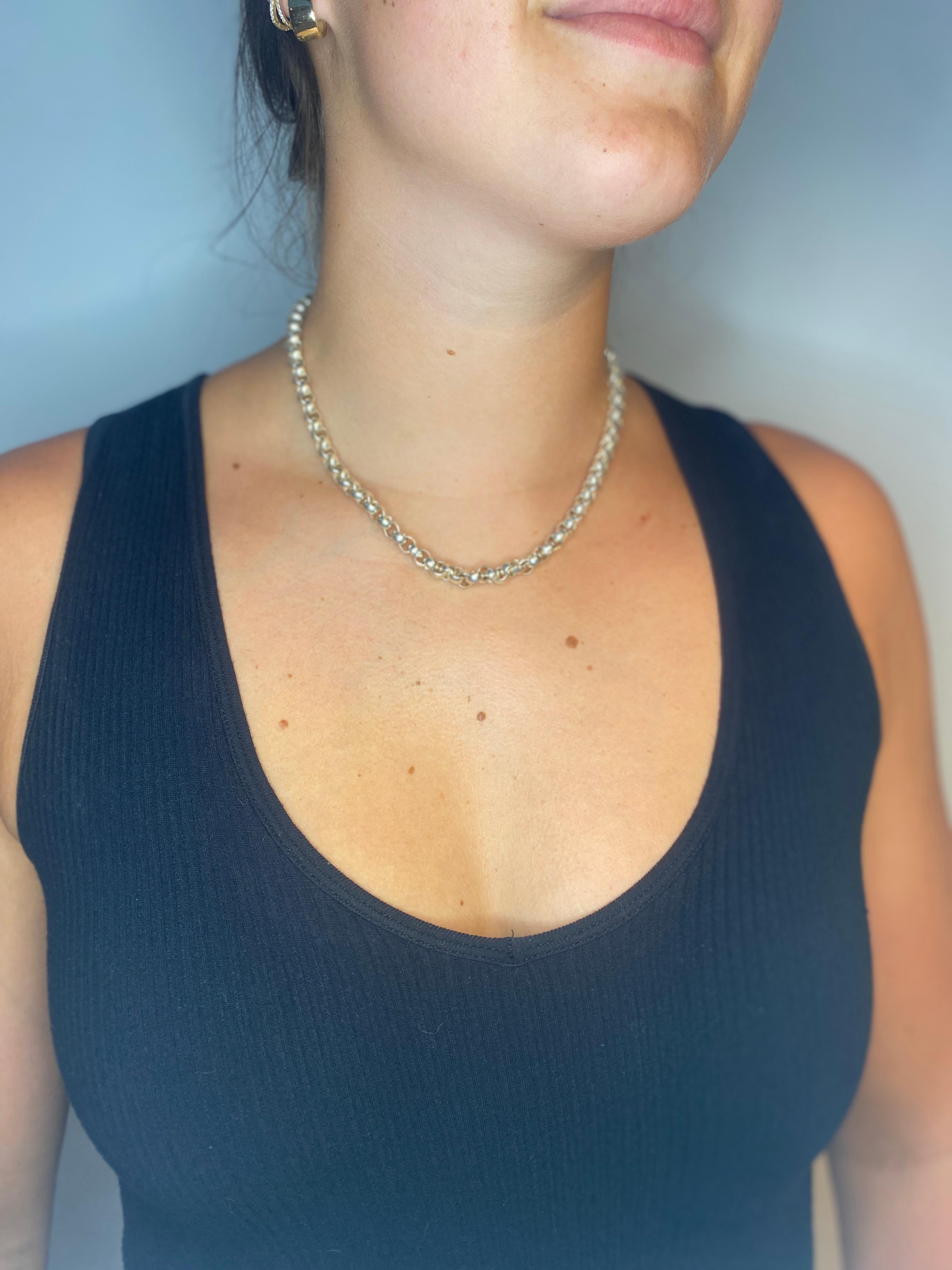 Wide Rolo Link Chain with Large Spring Ring Clasp, Sterling Silver 2