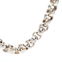 Wide Rolo Link Chain with Large Spring Ring Clasp, Sterling Silver