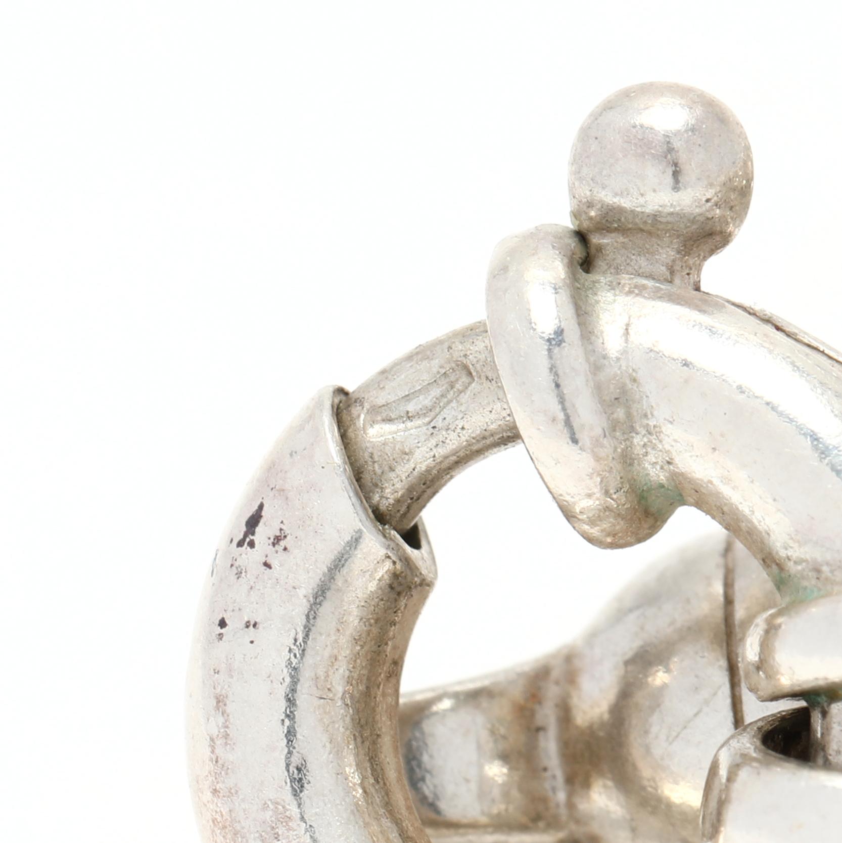 Wide Rolo Link Chain with Large Spring Ring Clasp, Sterling Silver 1