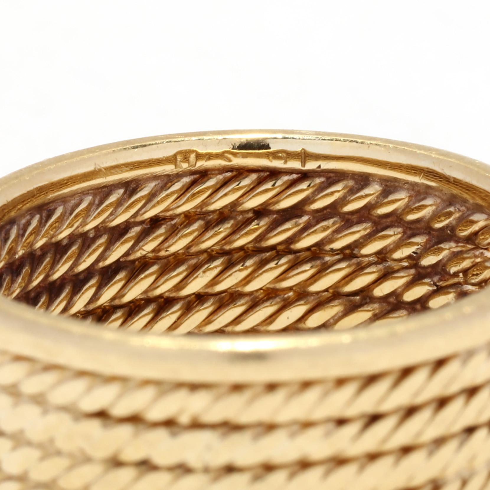 Breiter Seilbandring, 14KT Gelbgold, Ring für Damen oder Herren