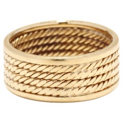 Vintage Wide Rope Band Ring, 14KT Yellow Gold, Ring