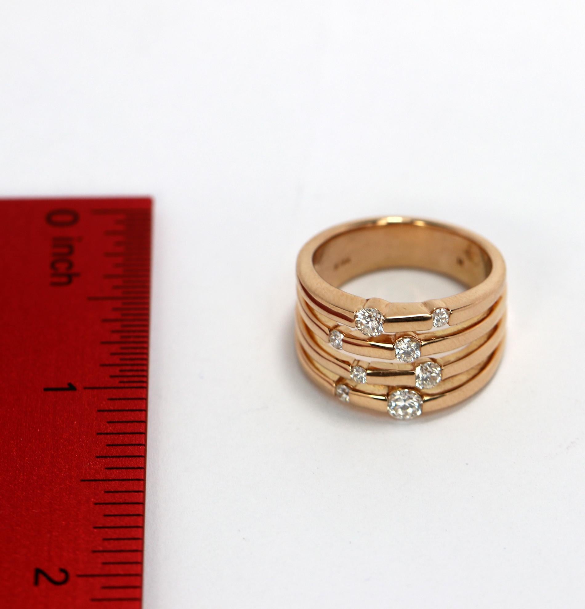 Wide Rose Gold Diamond Ring 6