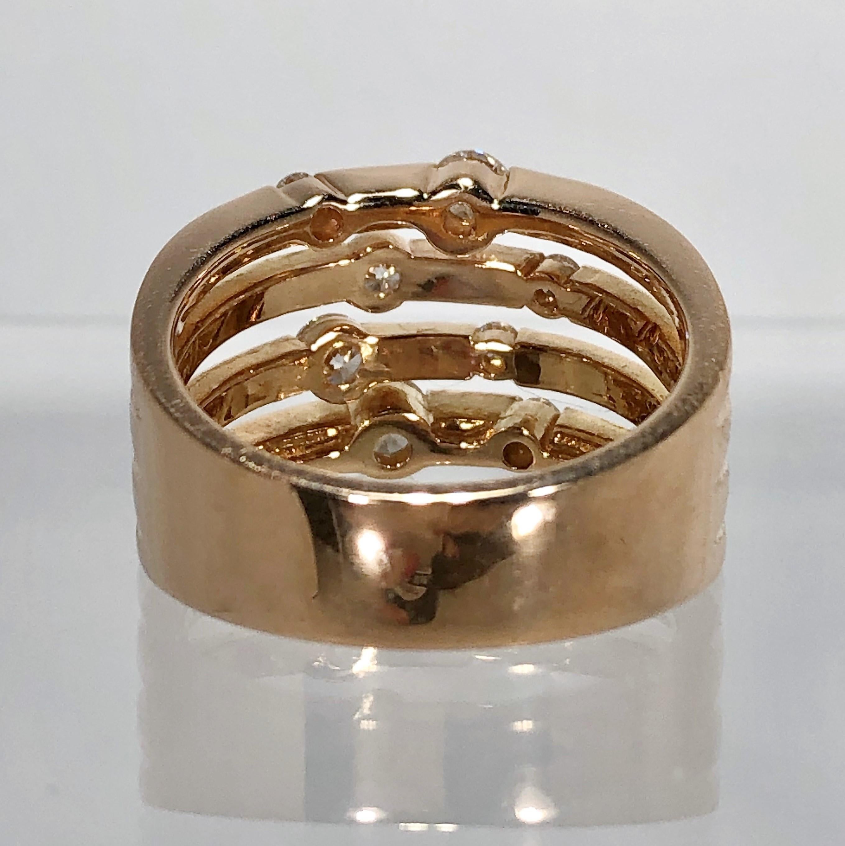 Round Cut Wide Rose Gold Diamond Ring