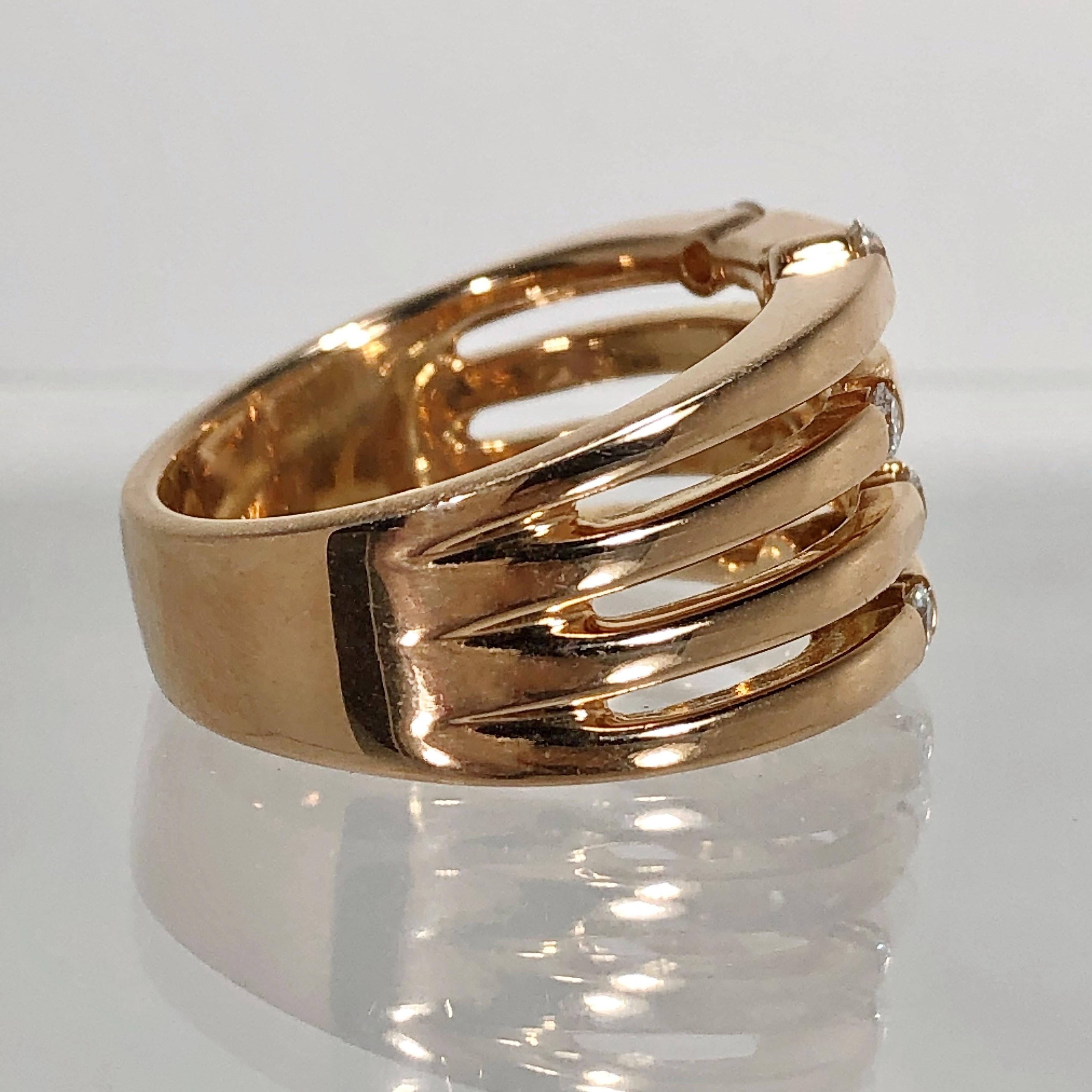 Women's Wide Rose Gold Diamond Ring