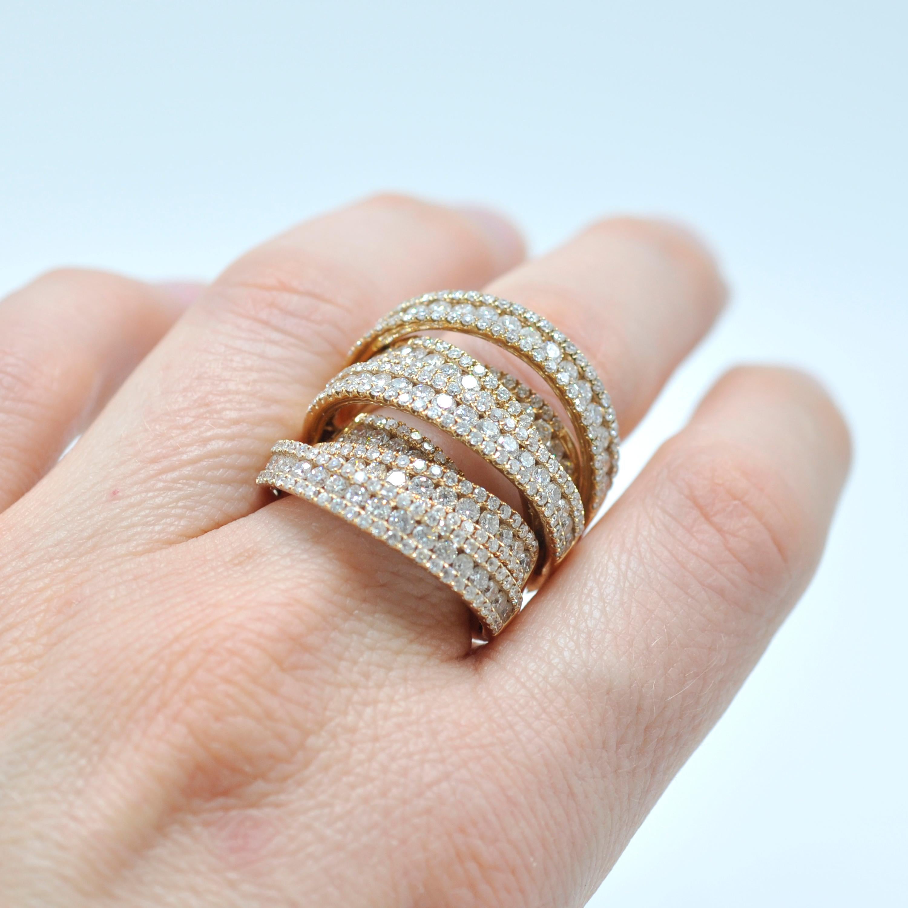 Wide Yellow Gold Diamond Ring 1