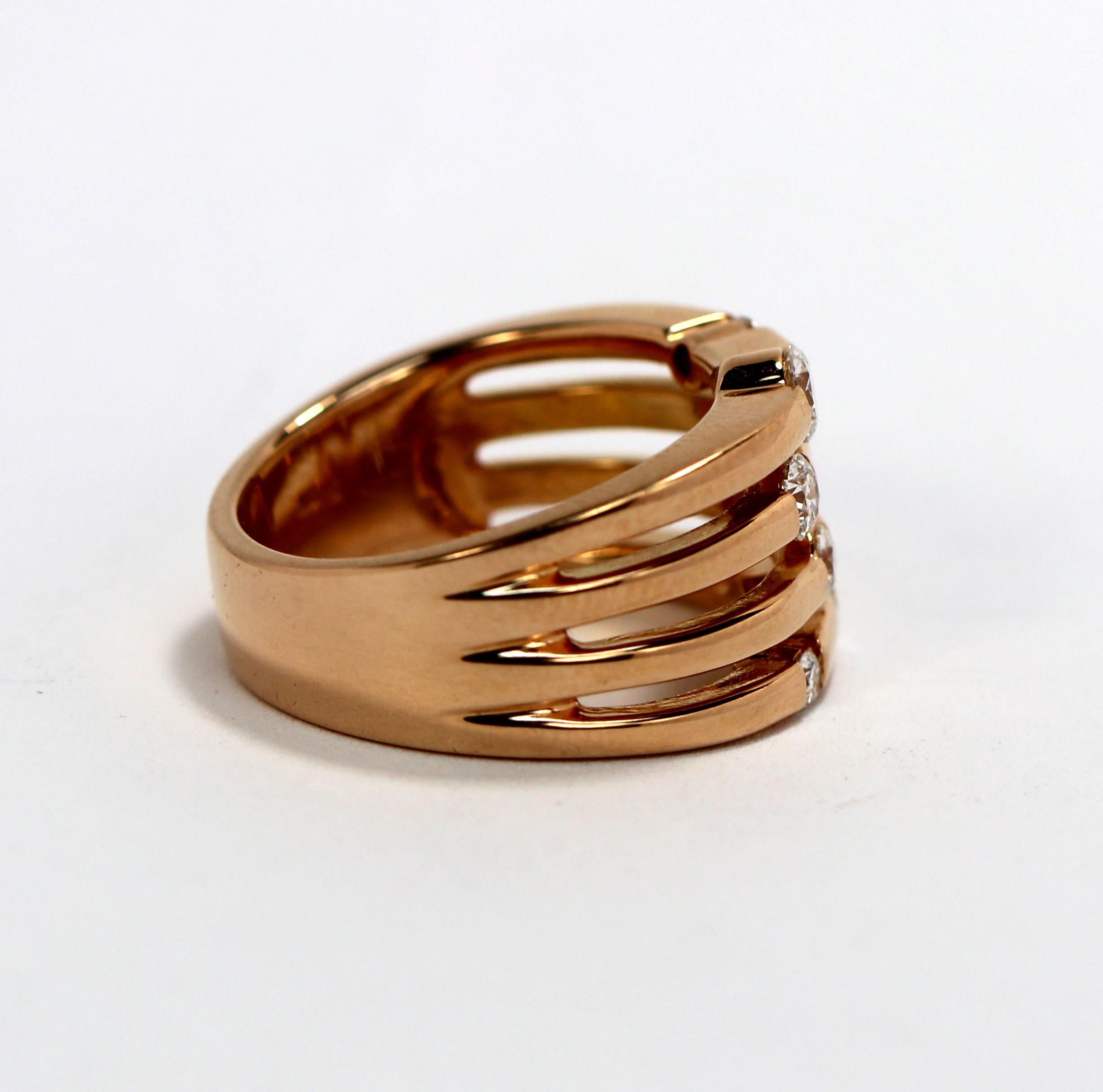 Wide Rose Gold Diamond Ring 2