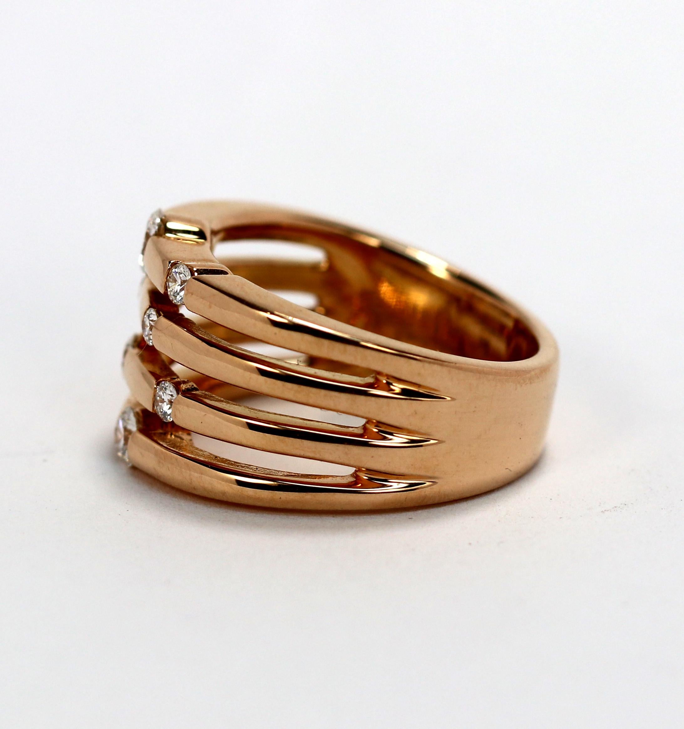 Wide Rose Gold Diamond Ring 3