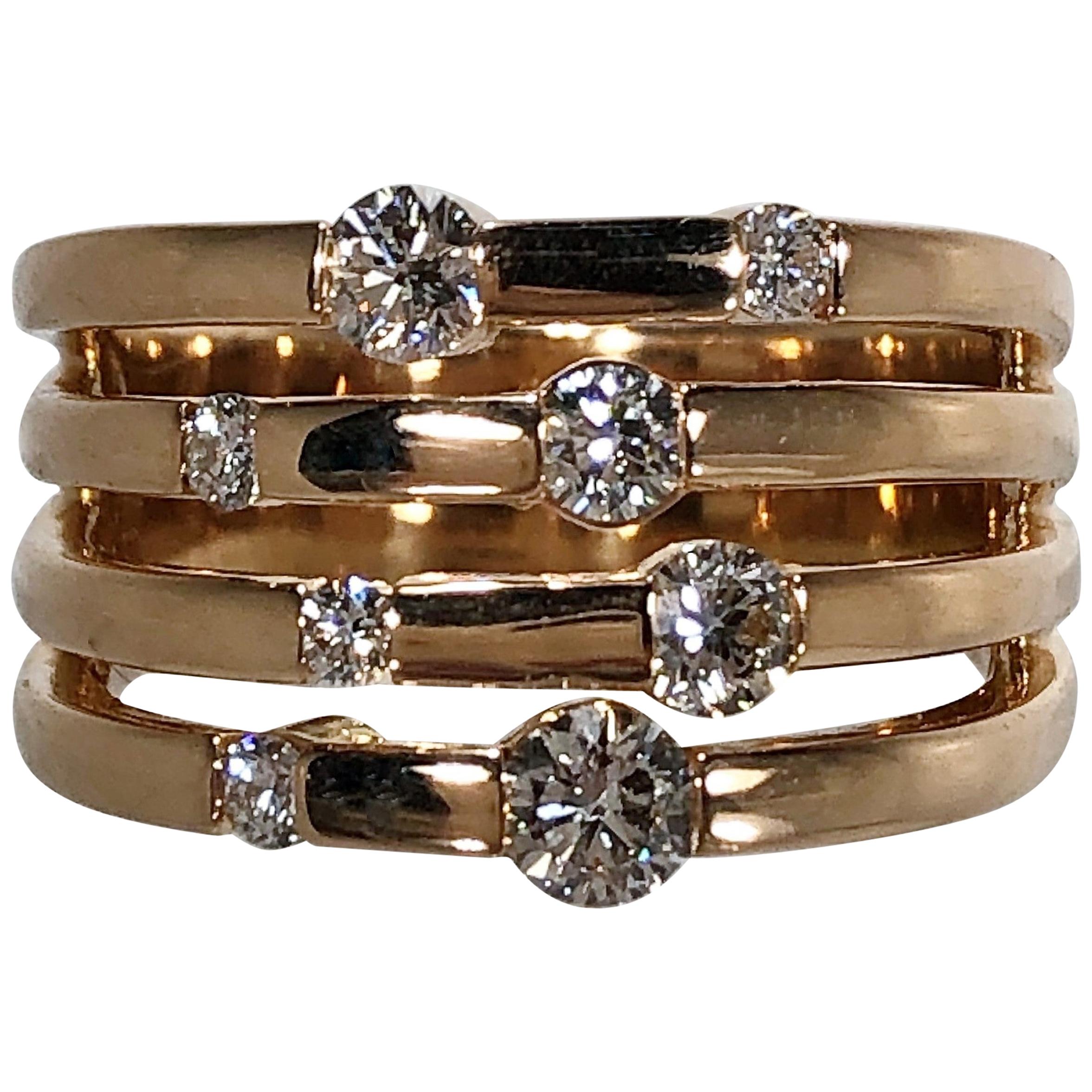 Wide Rose Gold Diamond Ring