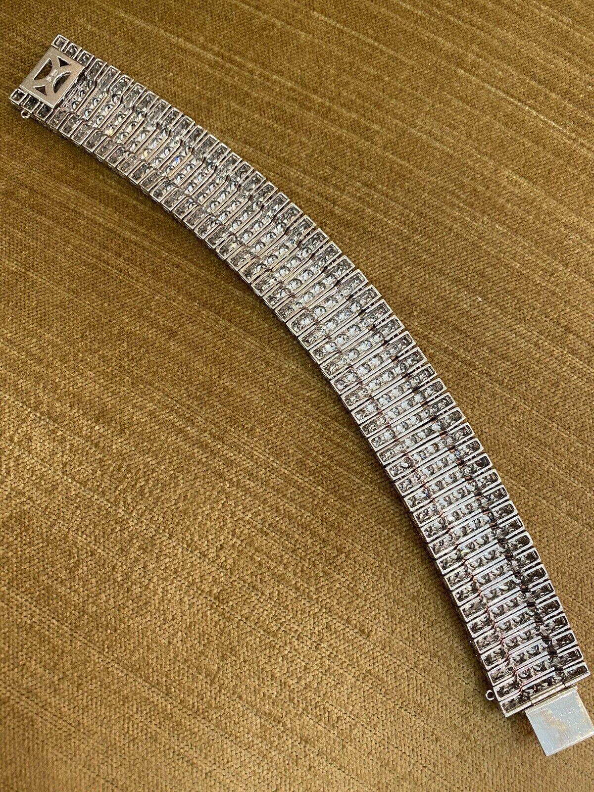 Wide Round Diamond 7 Row Bracelet 30.00cttw by Mikimoto in Platinum For Sale 4