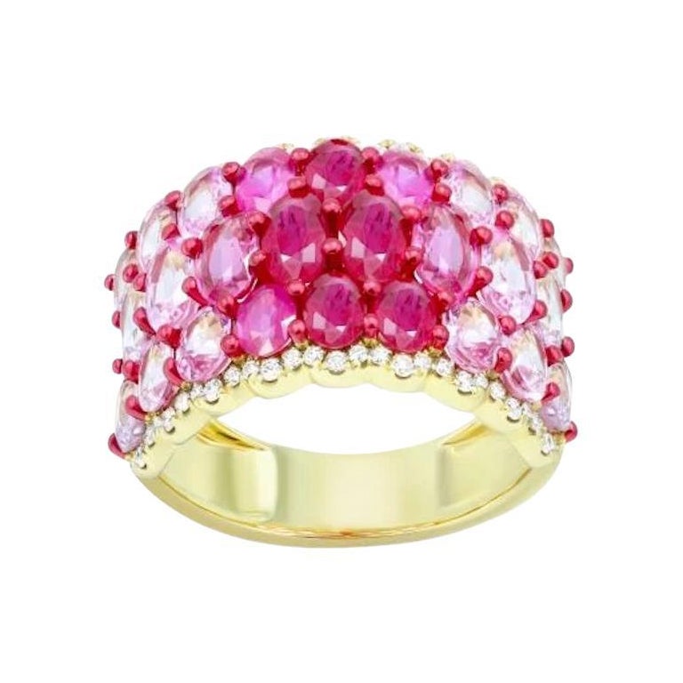 Ampio rubino diamante zaffiro rosa  Anello esclusivo in oro rosa 18 carati per lei
