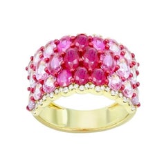 Ampio rubino diamante zaffiro rosa  Anello esclusivo in oro rosa 18 carati per lei