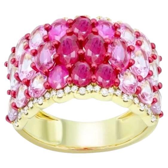 Large Rubis Diamant Saphir rose  Bague exclusive en or rose 18K pour elle