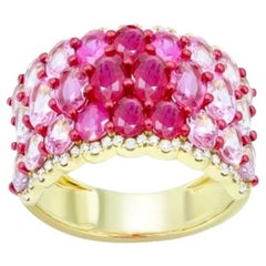 Large Rubis Diamant Saphir rose  Bague exclusive en or rose 18K pour elle