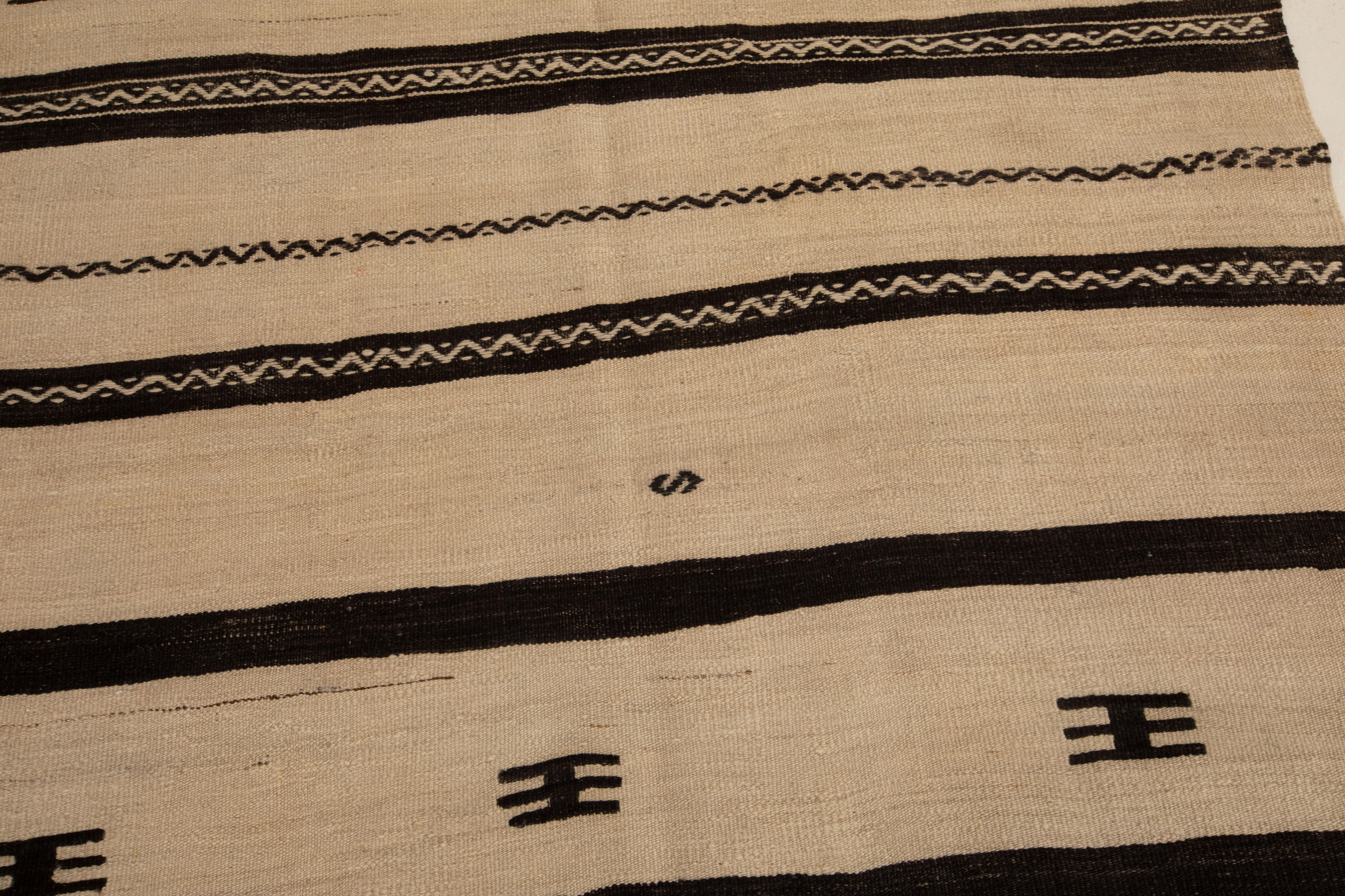 Wool Wide Runner Anatolian Neutral Kilim, 1960s For Sale