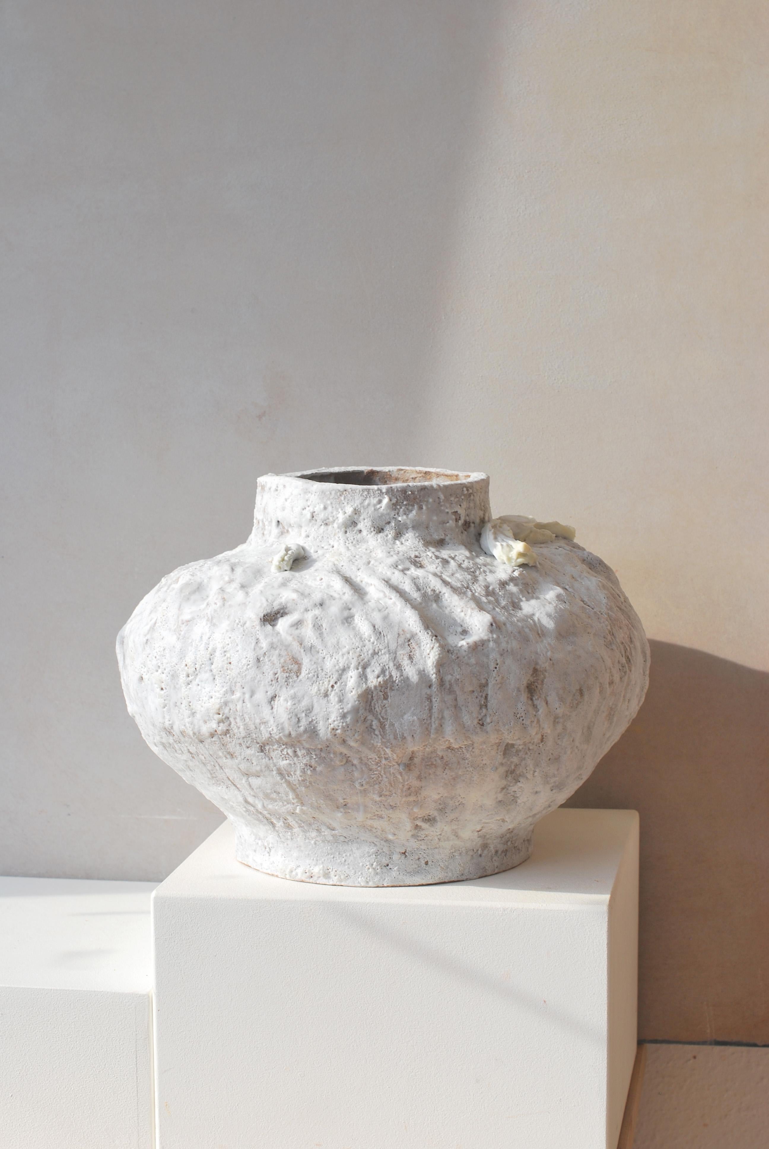 Contemporary Wide Sandstone Vessel Vase by Moïo Studio