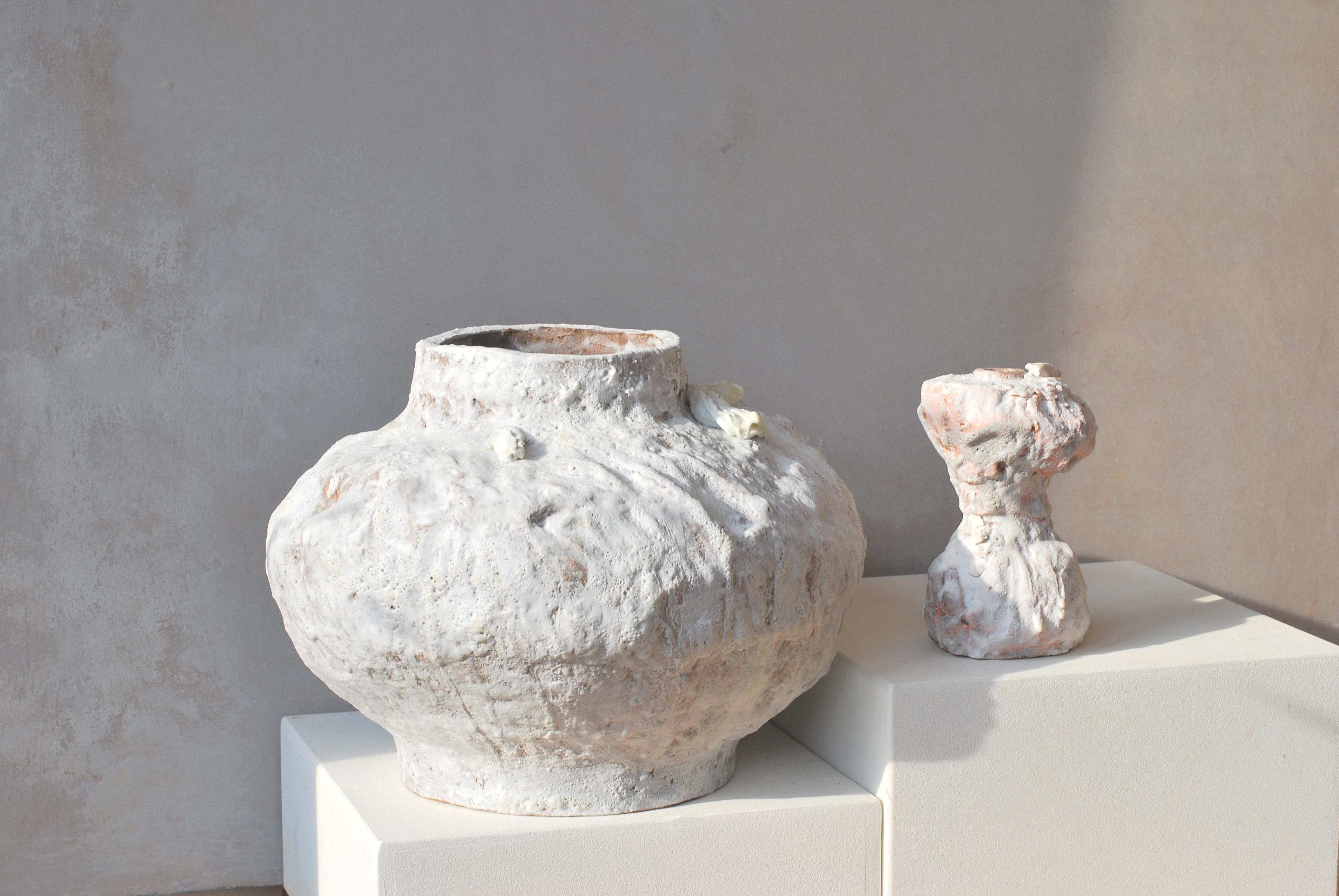 Stoneware Wide Sandstone Vessel Vase by Moïo Studio For Sale