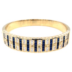 Armreif mit breitem Saphir und Diamant 18K Gelbgold