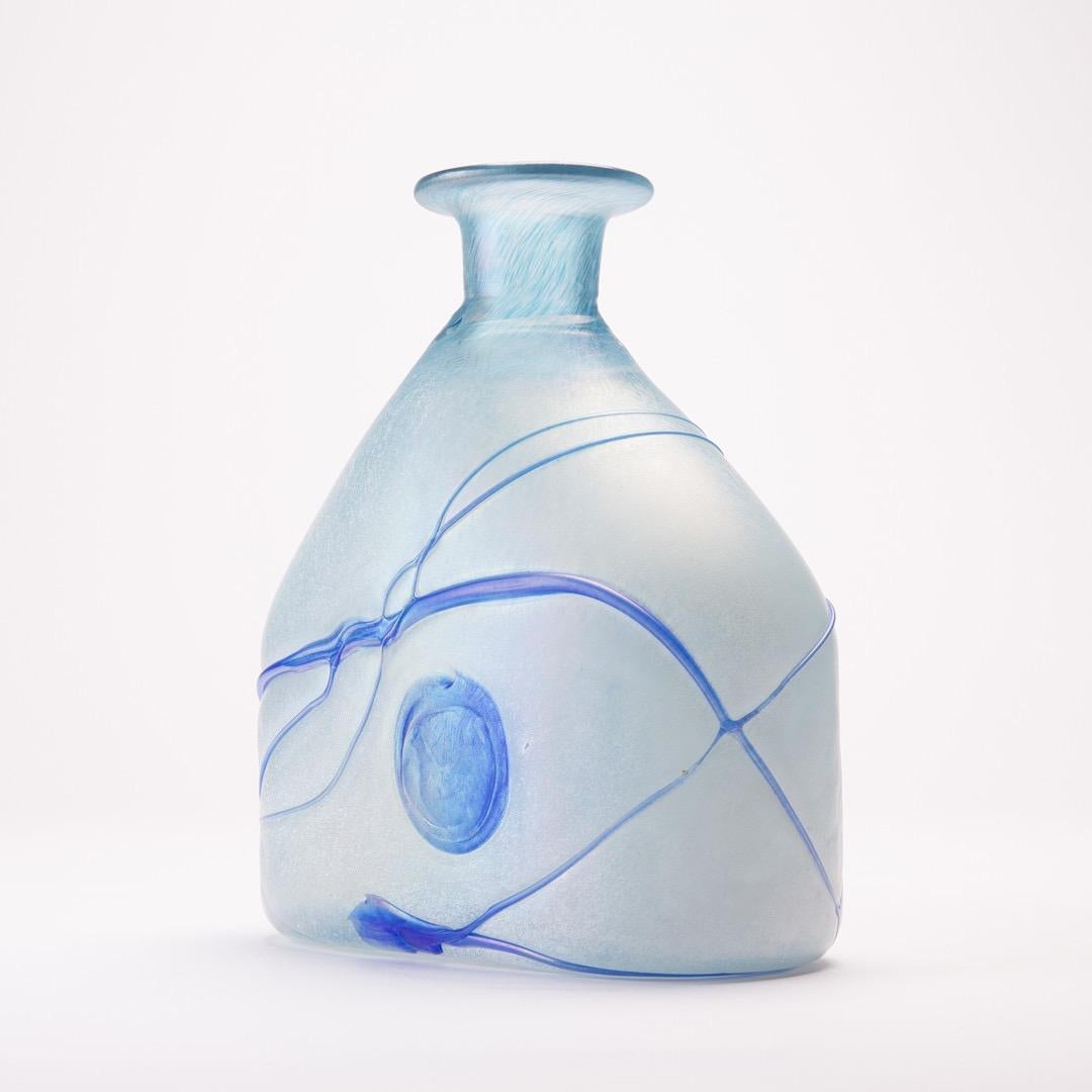 Bertil Vallien (b. 1938), vase, series 'Blue', glass, Sweden. Wide-shaped vase made of semitransparent glass, designed in different shades of blue and provided with a strongly tapered neck, signed on the underside.

Additional information: